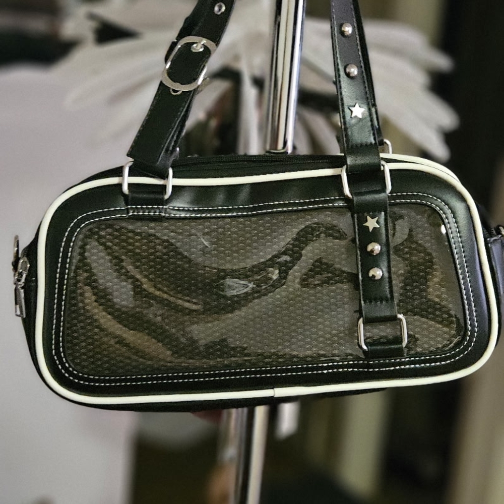 Black and White Streamlined Hobo Bag